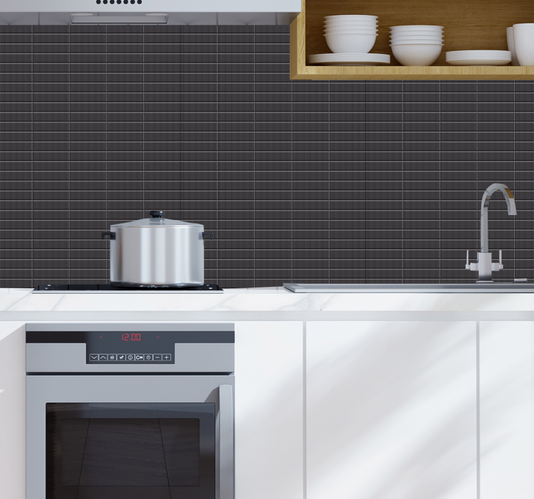 Papier peint carreaux de ciment motif cuisine noir texturé - TenStickers