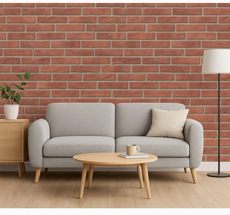 Papier peint briques jardin aquarelle rose - TenStickers