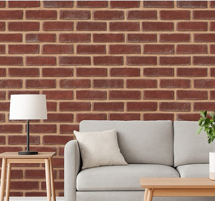 Papier peint briques rouge vieilli - TenStickers