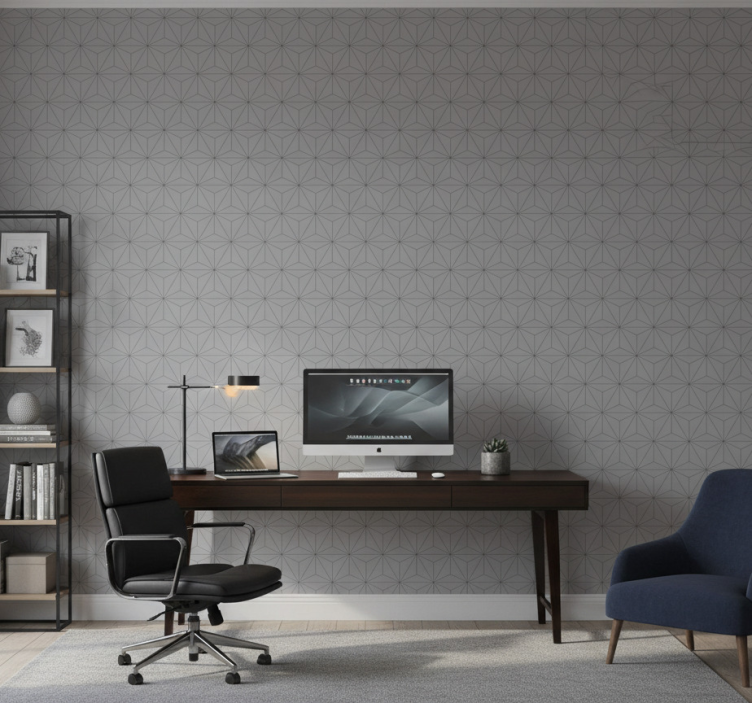 Papier peint bureau triangles en béton gris - TenStickers
