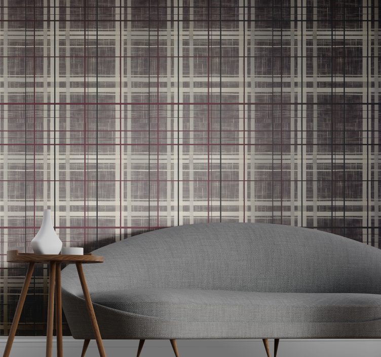 Papier peint carrés motif écossais effet pierre - TenStickers