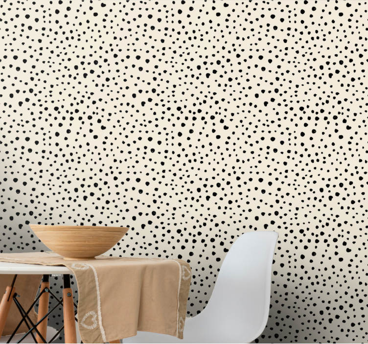 Papier peint cercles motif pois noirs - TenStickers
