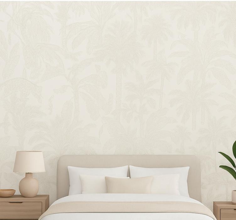 Papier peint chambre adulte beige clair jungle - TenStickers