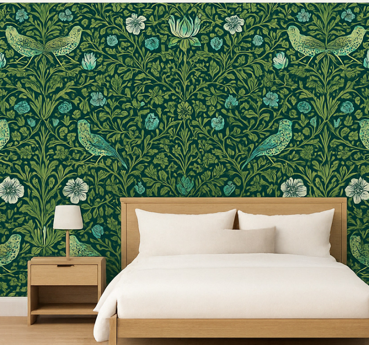 Papier peint chambre adulte floral et oiseau ornemental - TenStickers