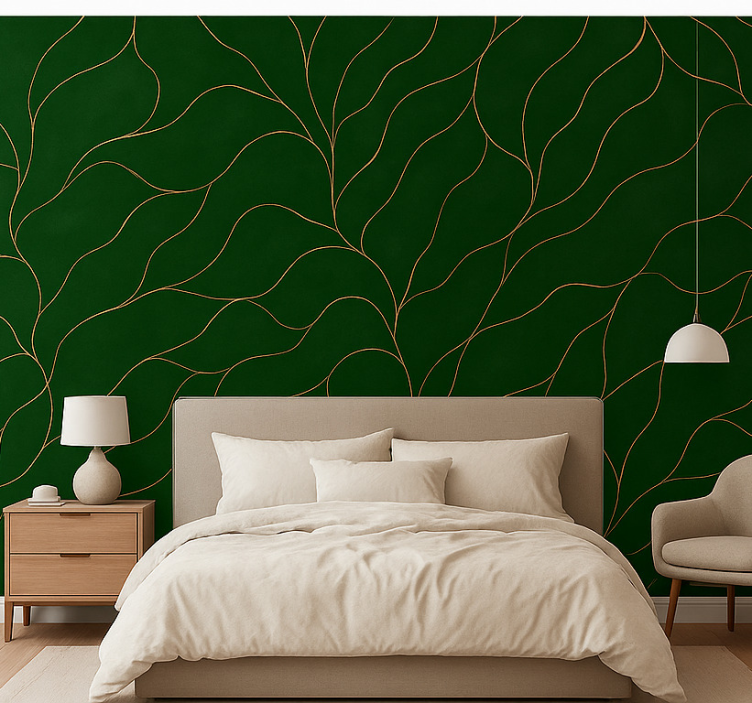 Papier peint chambre adulte texture marbre vert et or - TenStickers