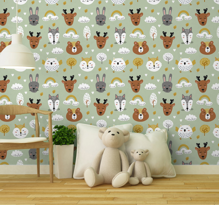 Papier peint chambre animaux de style nordique - TenStickers