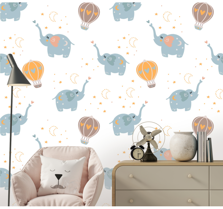 Papier peint chambre bébé danse des ballons d'éléphants - TenStickers