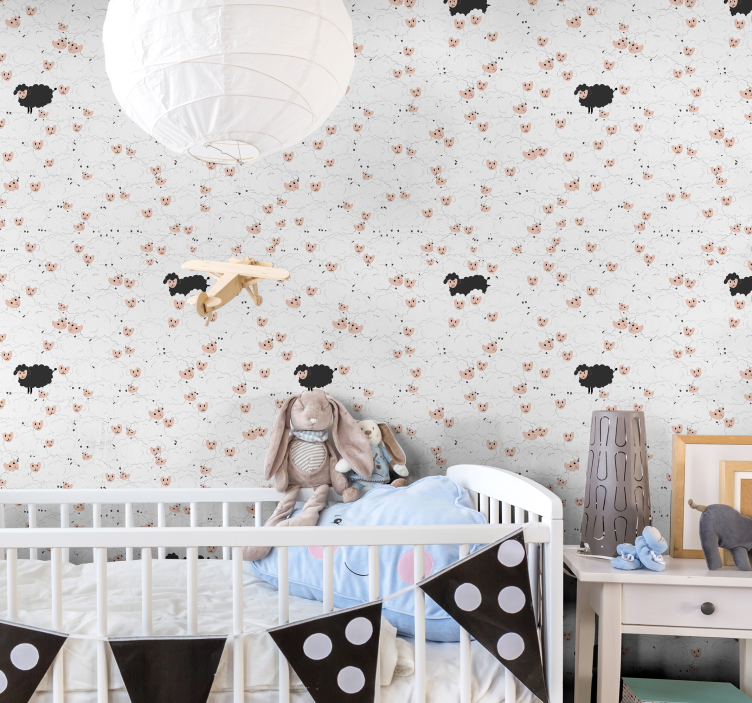 Papier peint chambre bébé motif de délice de mouton - TenStickers