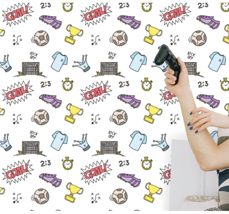 Papier peint chambre bébé thème amusant de football - TenStickers