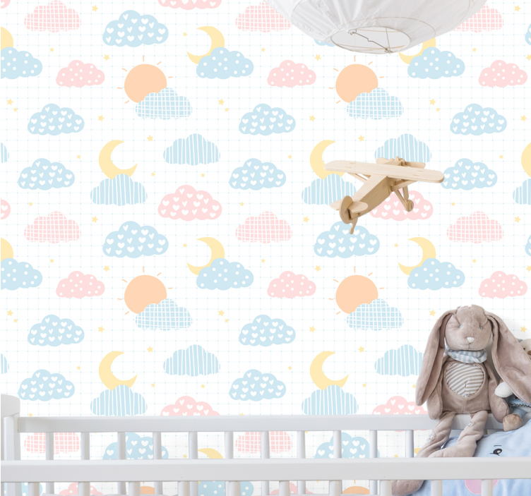 Papier peint chambre bébé thème du ciel nuageux - TenStickers