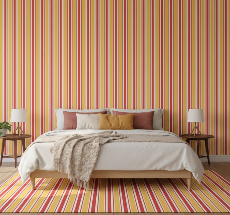 Papier peint chambre design rayé horizontal tons chauds - TenStickers