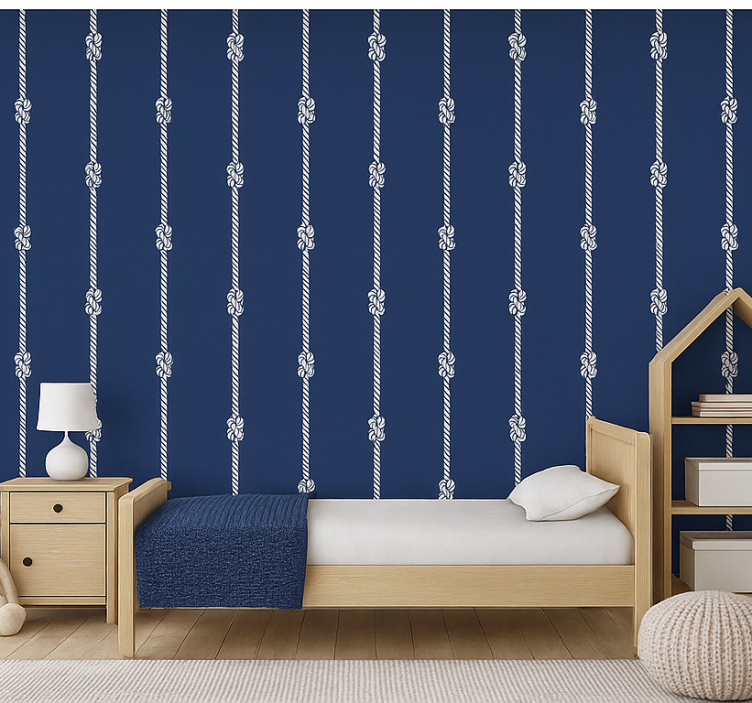 Papier peint chambre enfant cordages marins bleu foncé - TenStickers