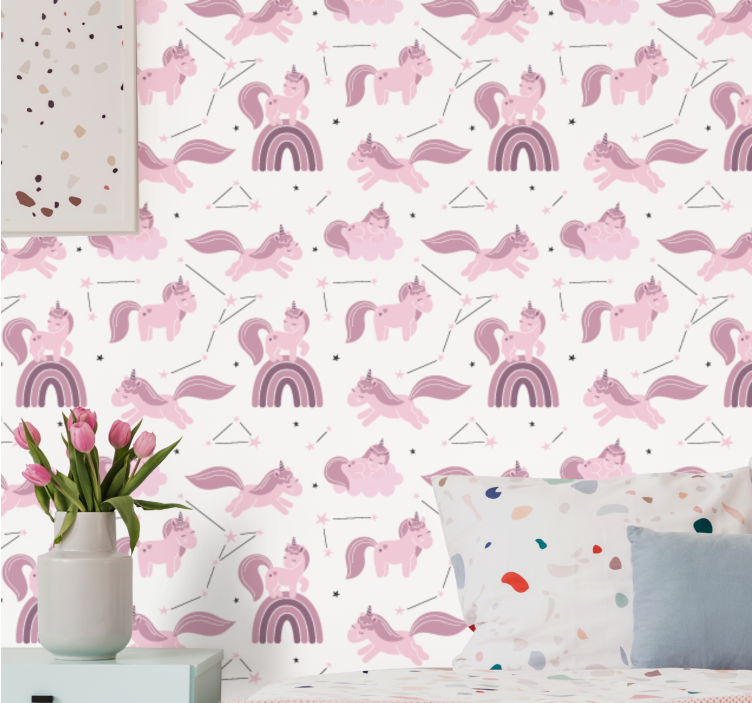 Papier peint chambre enfant motif de licorne fantastique - TenStickers