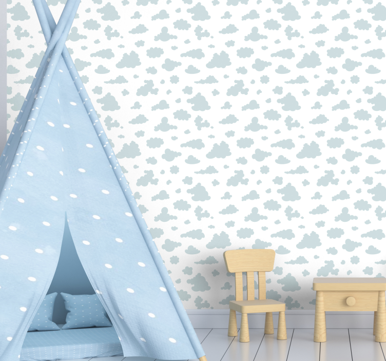 Papier peint chambre enfant motif bleu doux et froid - TenStickers