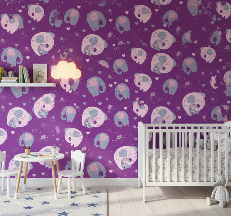 Papier peint chambre enfant motif éléphant mignon - TenStickers