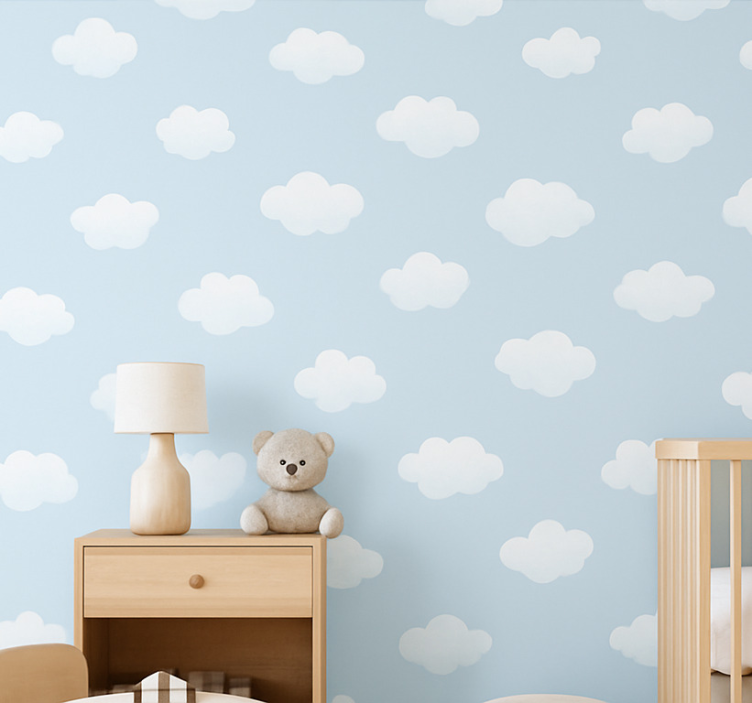 Papier peint chambre enfant motif nuages simples - TenStickers