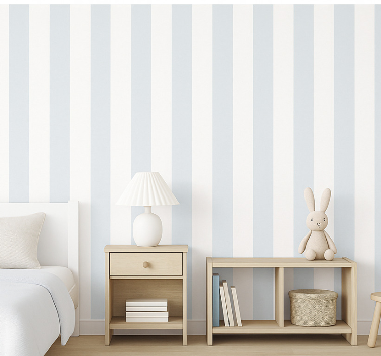 Papier peint chambre enfant rayures bleu ciel et blanc - TenStickers