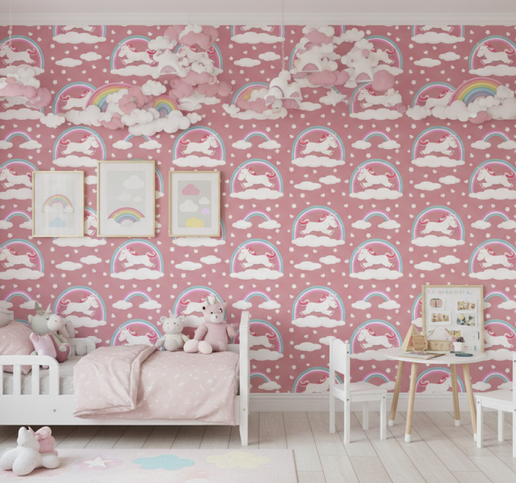 Papier peint chambre enfant thème licorne magique - TenStickers