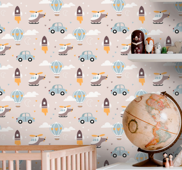 Papier peint chambre enfant transport ludique - TenStickers