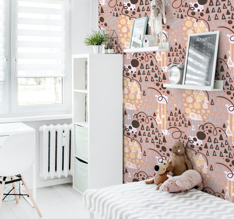 Papier peint chambre fille marqueurs et dessins - TenStickers