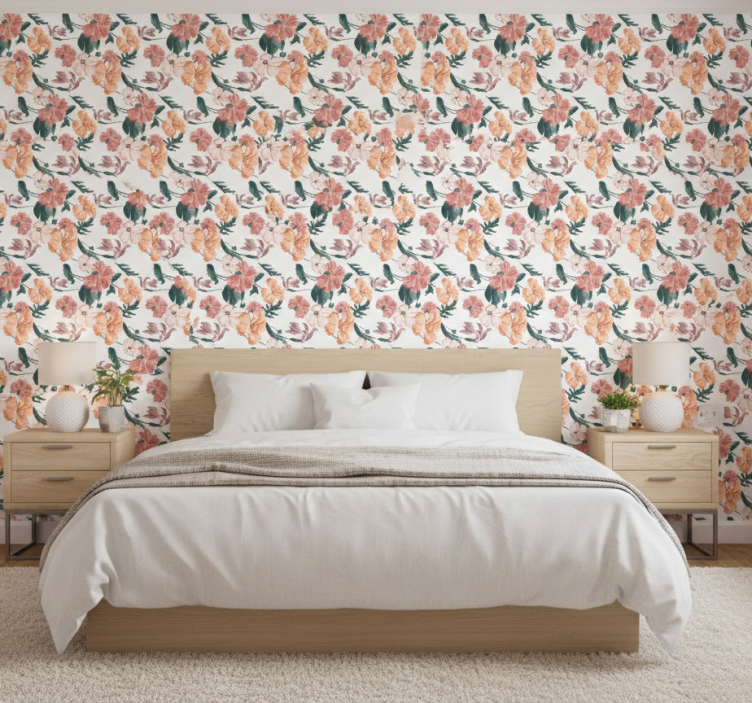 Papier peint chambre motif de fleurs pastel magnifiques - TenStickers