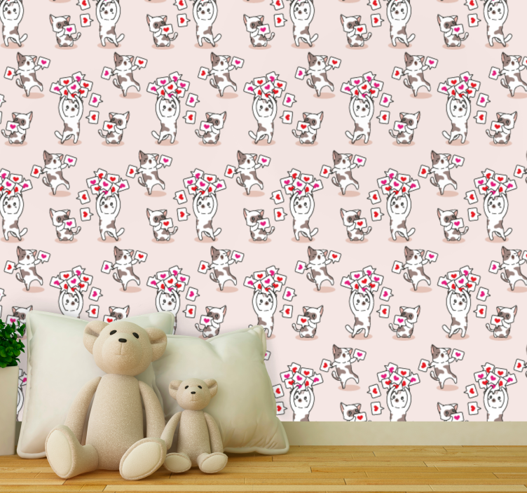 Papier peint chats motif de chat ludique - TenStickers