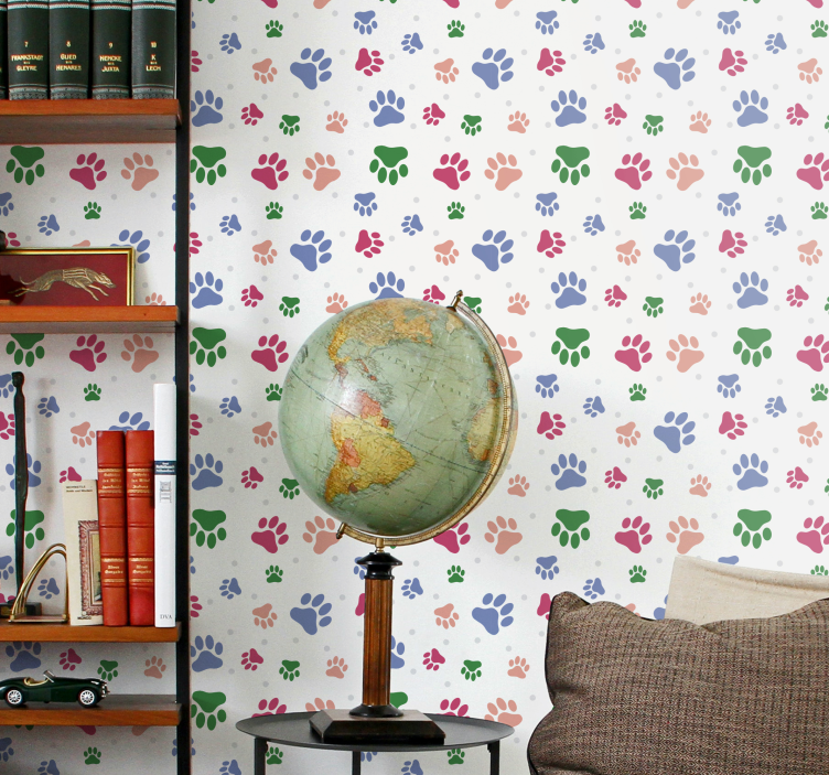 Papier peint chiens décor de motif de patte - TenStickers