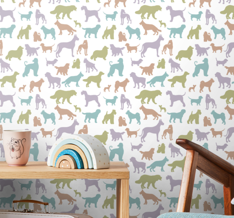 Papier peint chiens silhouettes colorées - TenStickers