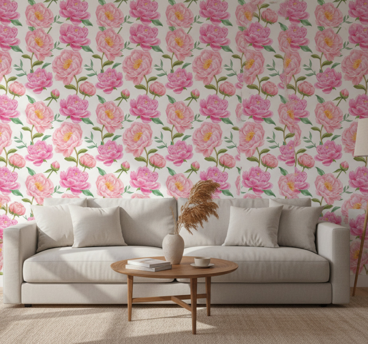 Papier peint classique fleur rose - TenStickers