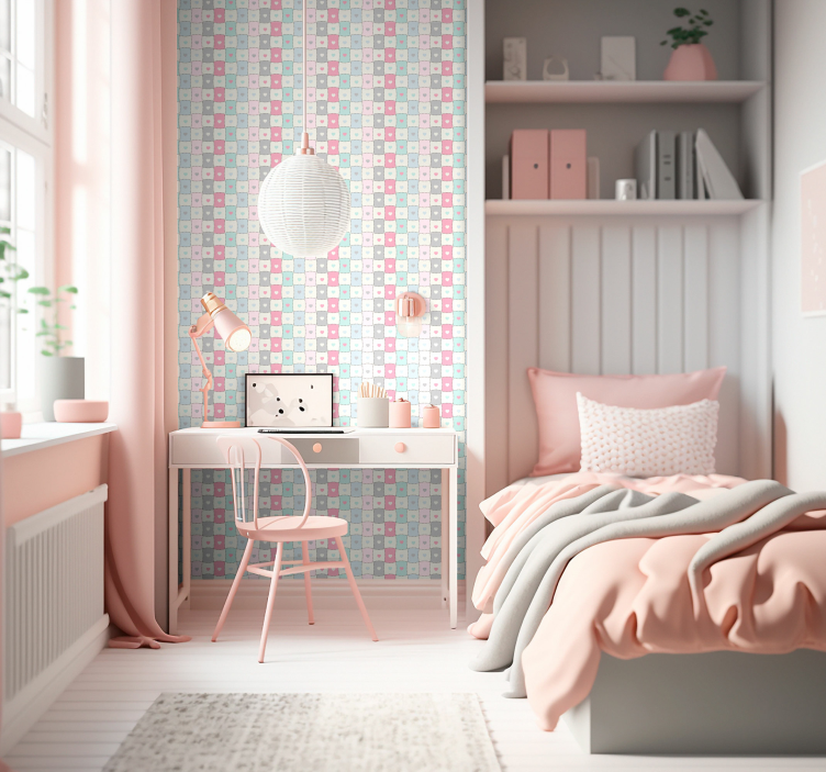 Papier peint cœurs patchwork - TenStickers