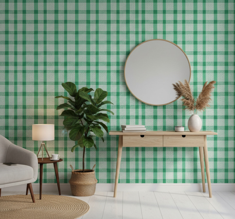 Papier peint couloir carreaux verts et blancs - TenStickers