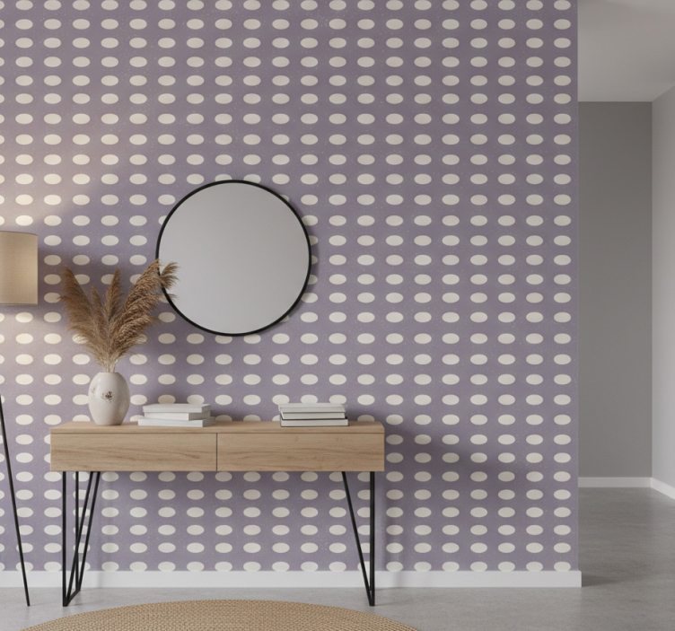 Papier peint couloir cercles géométriques gris et violet - TenStickers