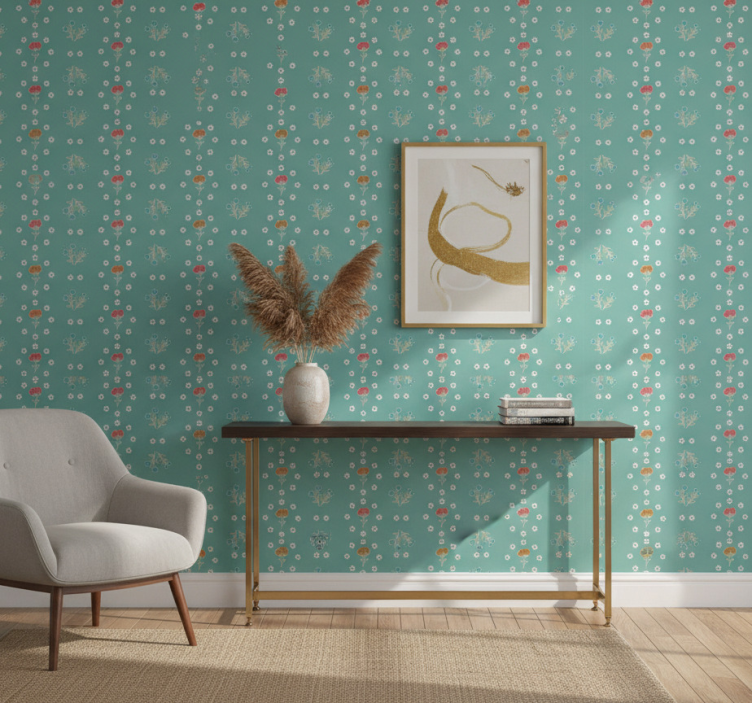 Papier peint couloir composition thème turquoise - TenStickers