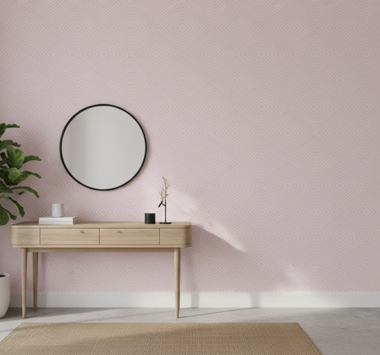 Papier peint couloir motif carré rose minimaliste - TenStickers