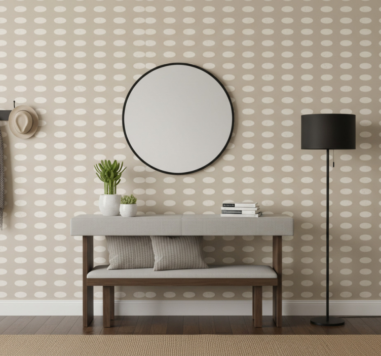 Papier peint couloir motif cercles blancs géométriques - TenStickers