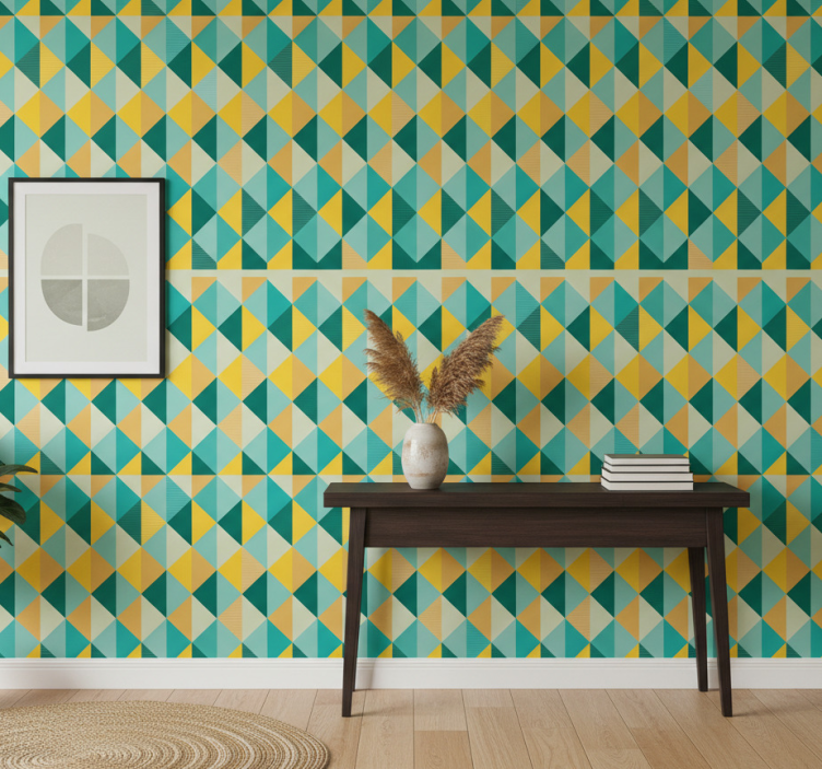 Papier peint couloir motif de triangles géométriques - TenStickers