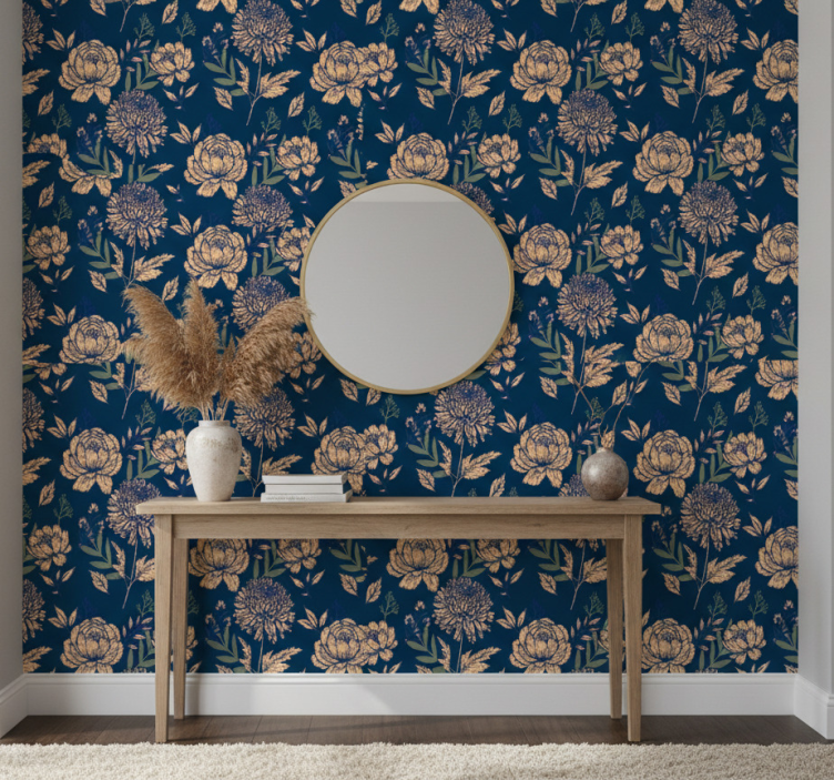Papier peint couloir motif élégant bleu marine - TenStickers