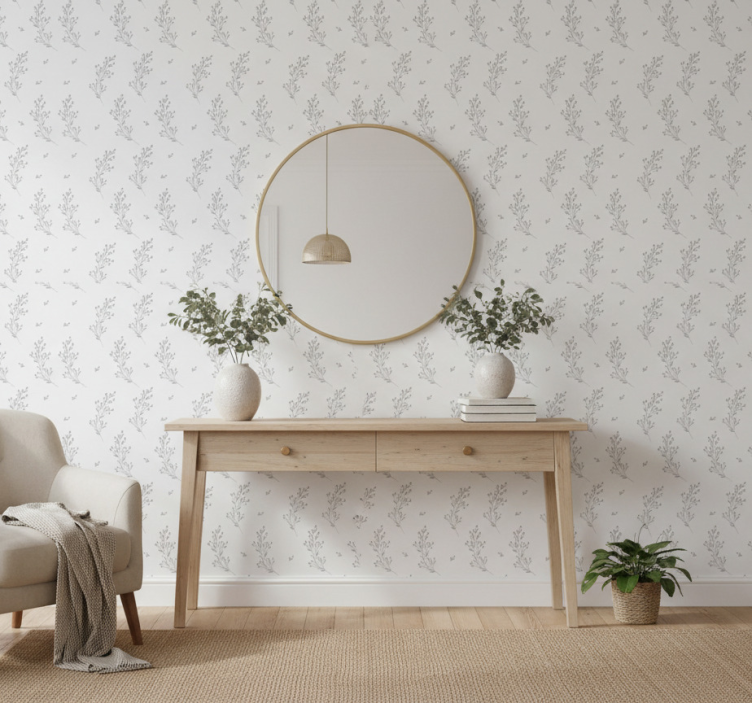 Papier peint couloir motif fleurs délicates - TenStickers