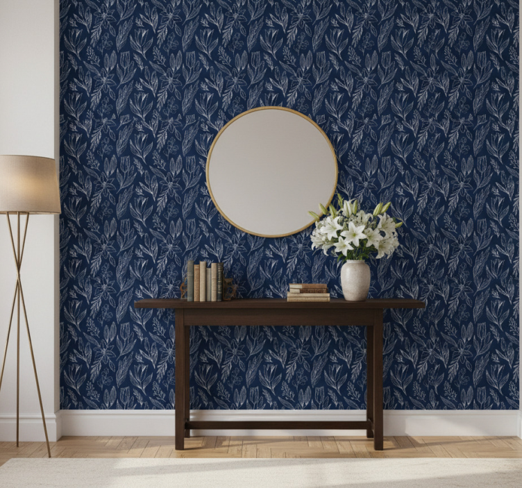 Papier peint couloir motif floral de lys sans couture - TenStickers