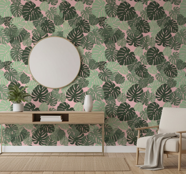 Papier peint couloir motif monstera tropical - TenStickers