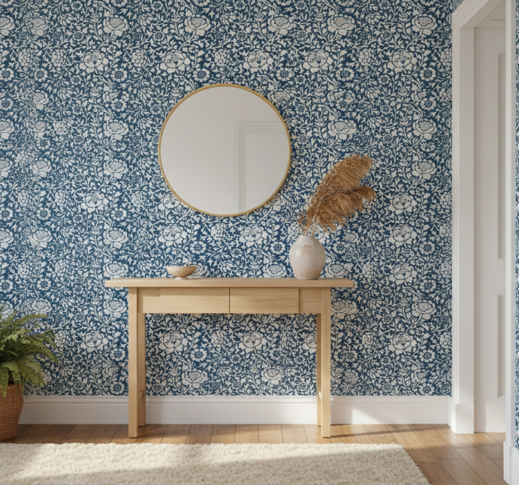 Papier peint couloir motif vintage bleu - TenStickers