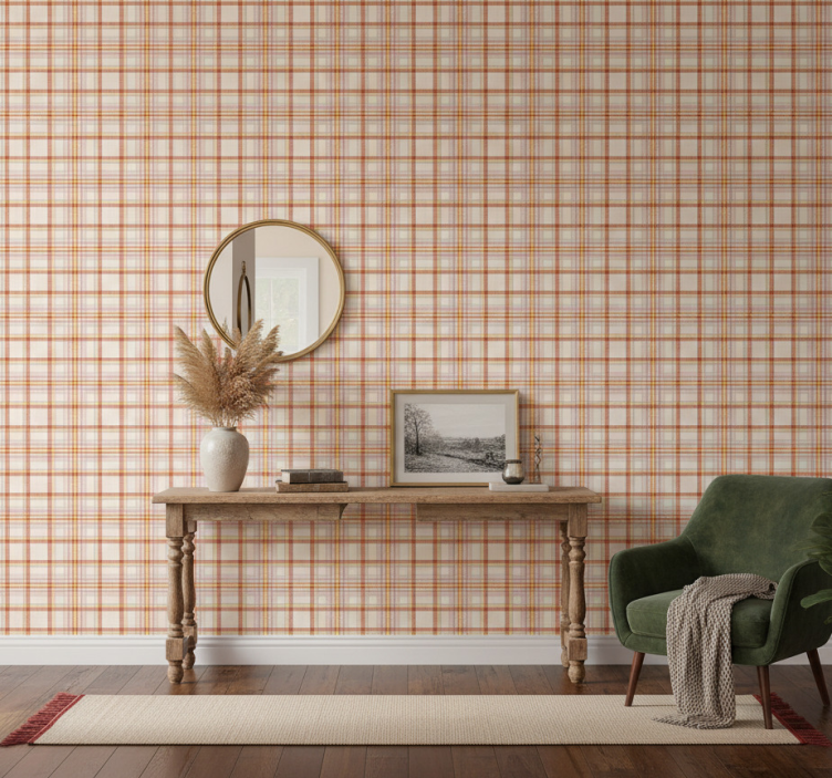 Papier peint couloir motifs écossais en tartan - TenStickers