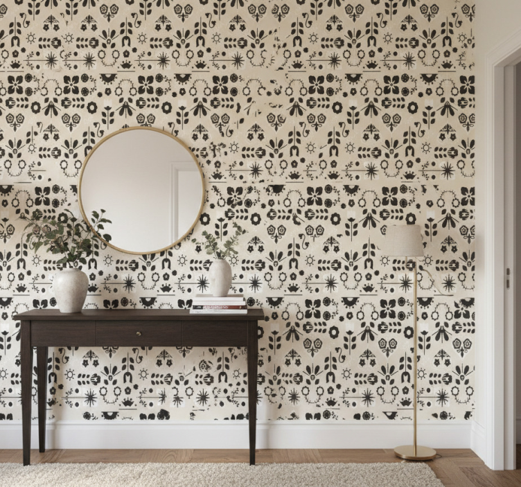 Papier peint couloir motifs floraux charmants - TenStickers
