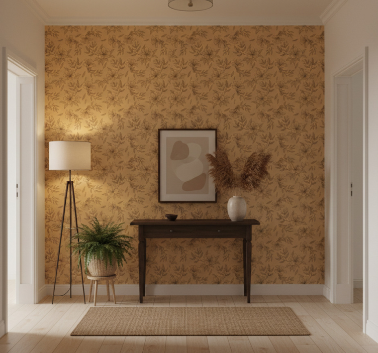 Papier peint couloir motifs stylisés beiges - TenStickers