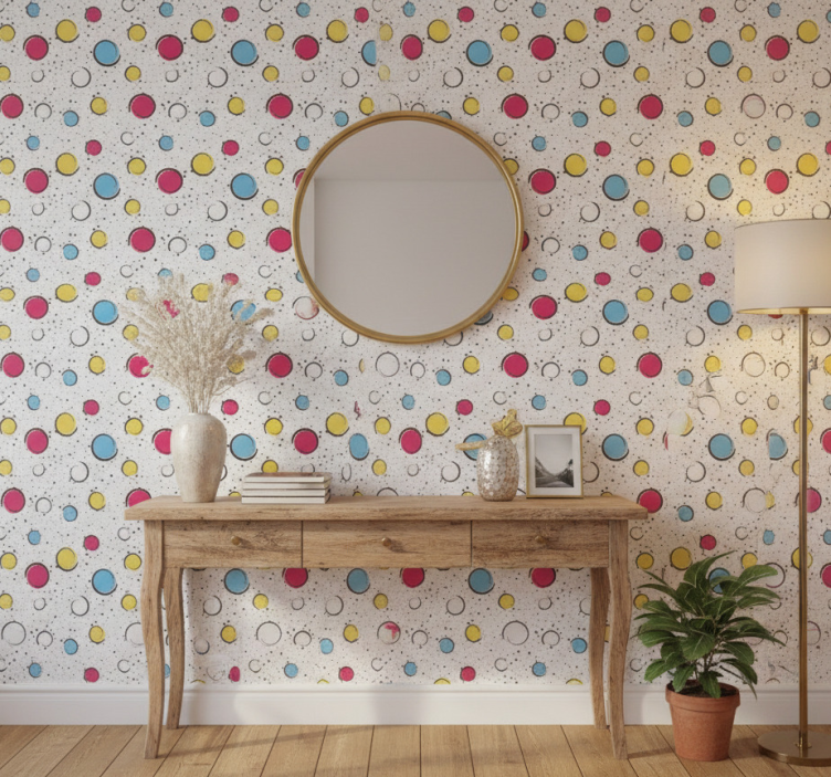 Papier peint couloir pois multicolores - TenStickers