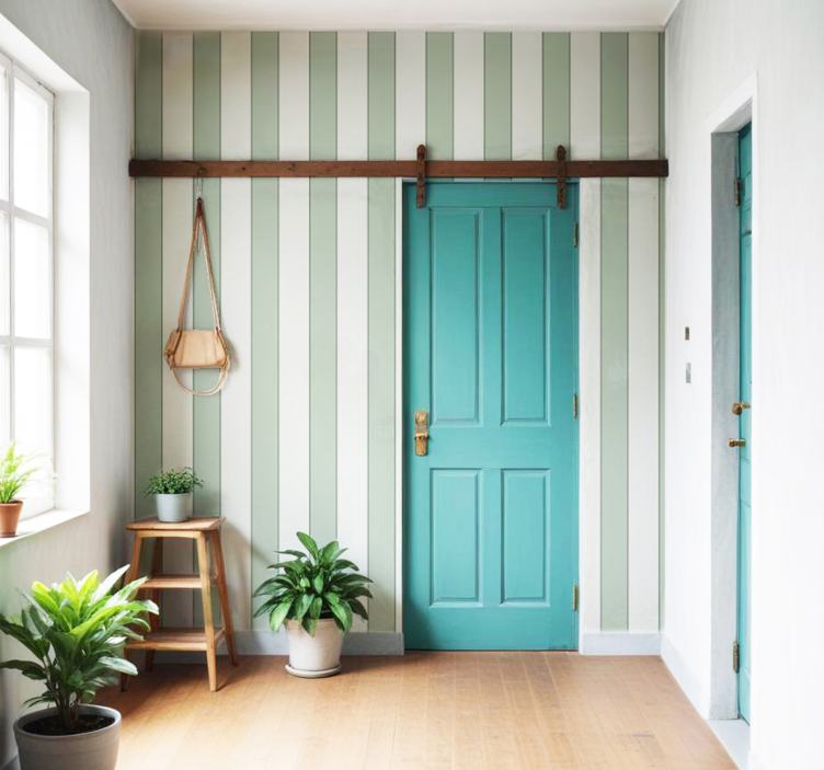 Papier peint couloir rayures grises verticales - TenStickers