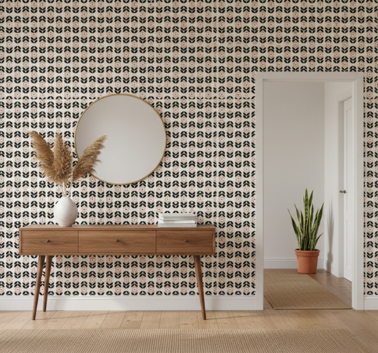 Papier peint couloir répétition géométrique beige - TenStickers