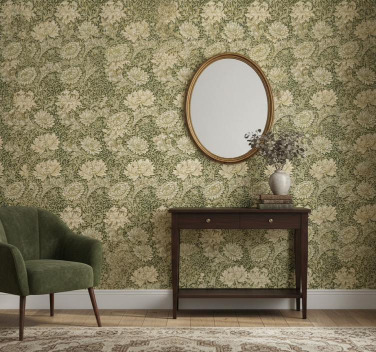 Papier peint couloir style moderne chrysanthème - TenStickers