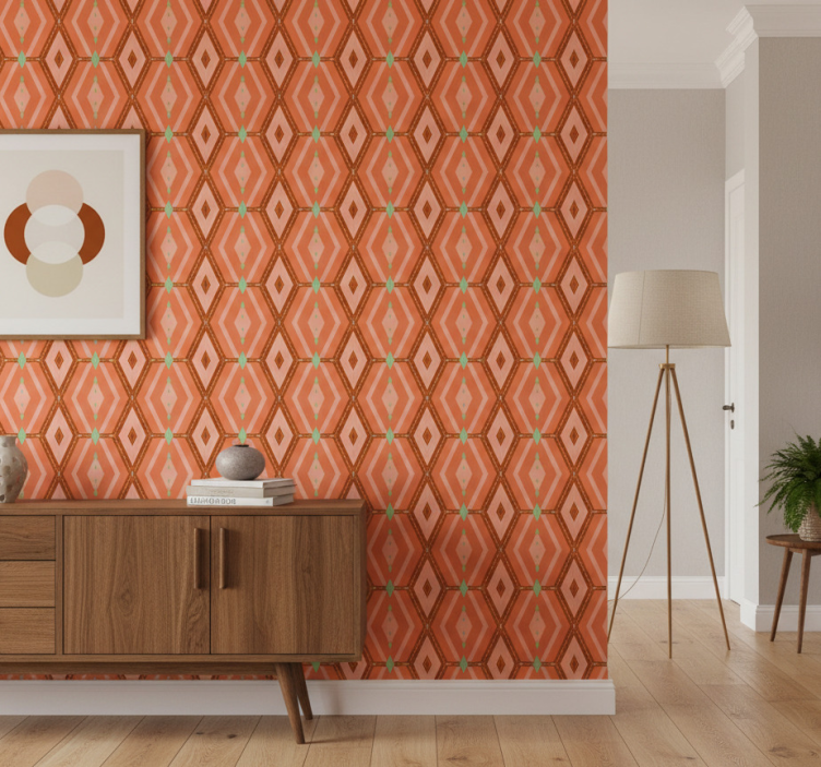 Papier peint couloir teintes automnales géométriques - TenStickers