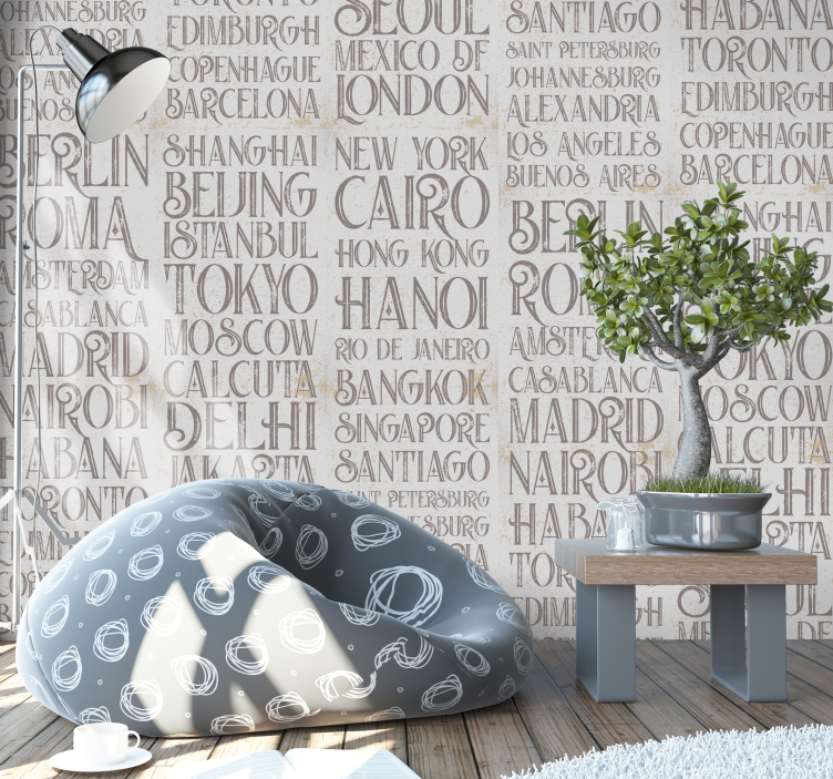 Papier peint de texte Villes du monde - TenStickers